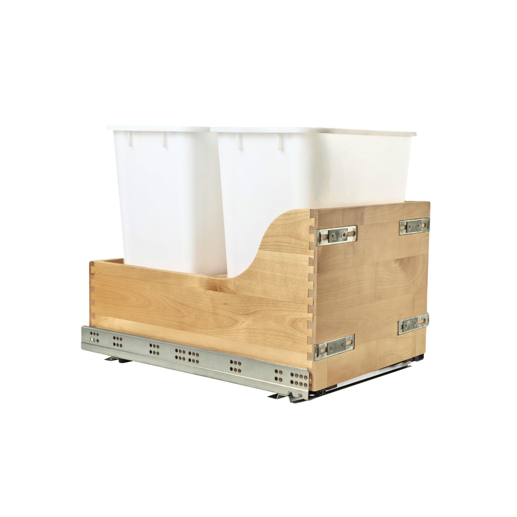 Double Waste Bins-35 Quart Birch Wood
