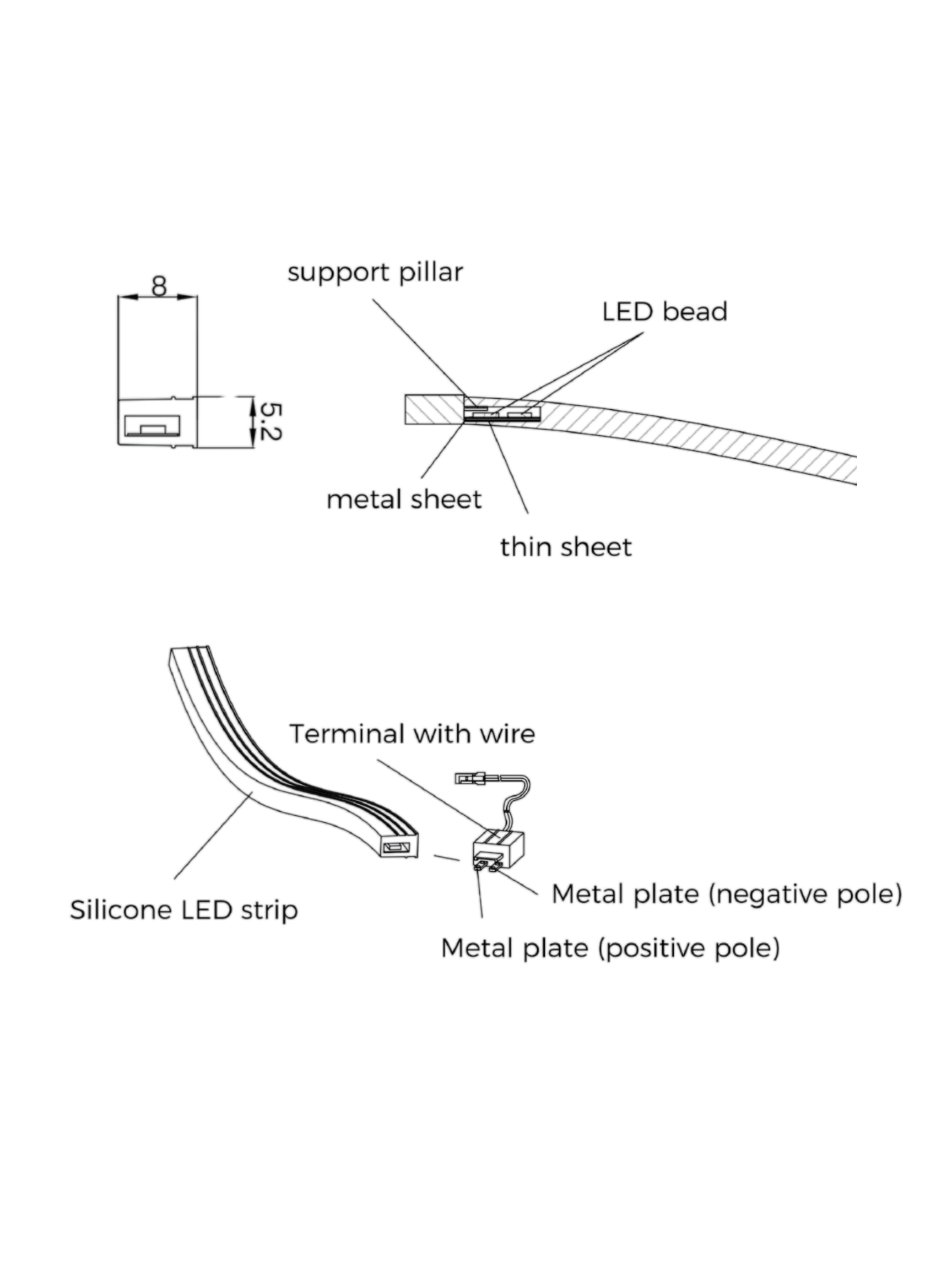 LED strip light with silicone sleeve, LED 2835, 24V(Solderless, Plug-and-Play)